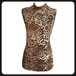 🆕 April leopard high neck sleeveless stretchy top